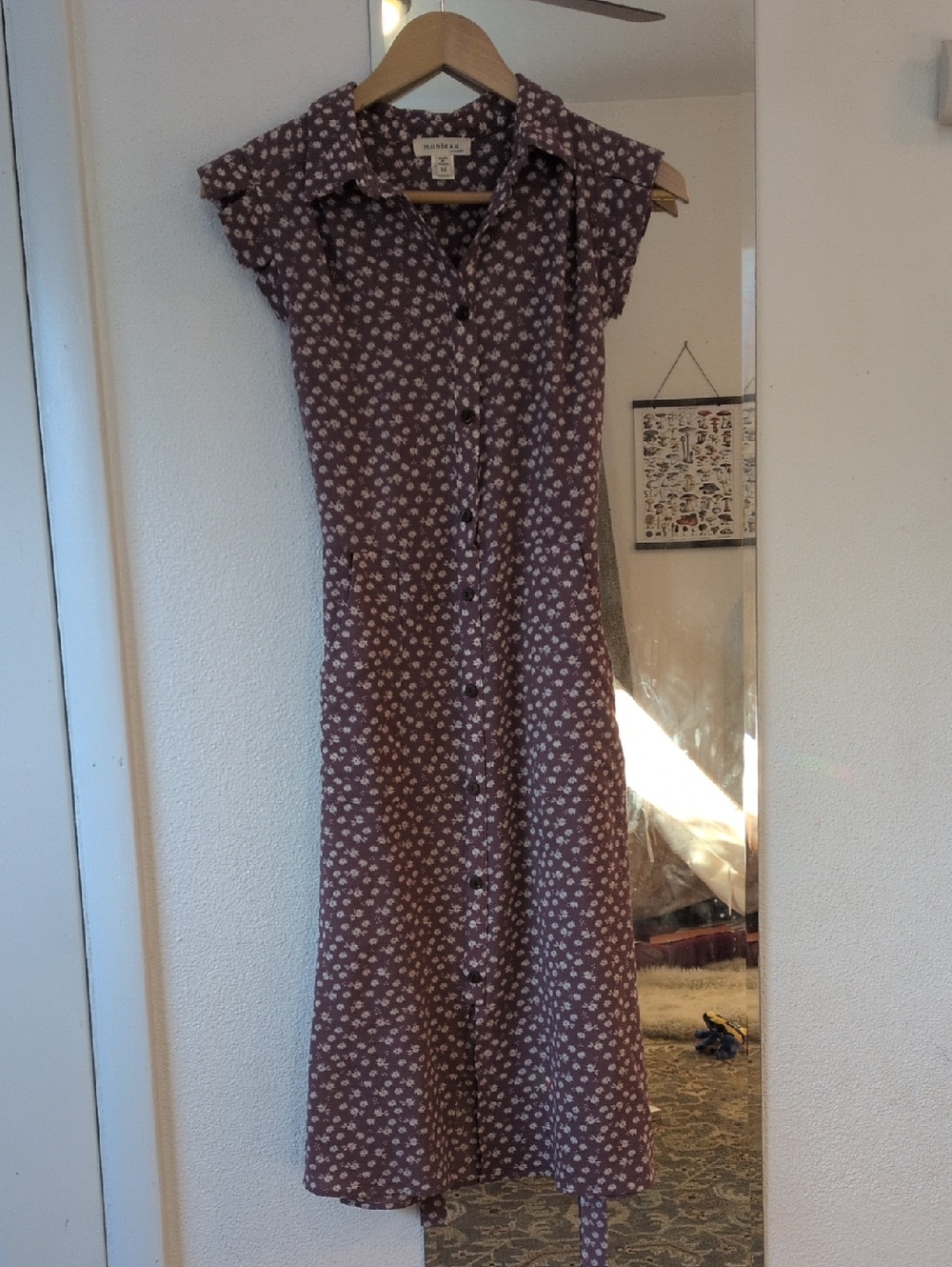 Monteau Lilac Purple Floral Button-Front Dress